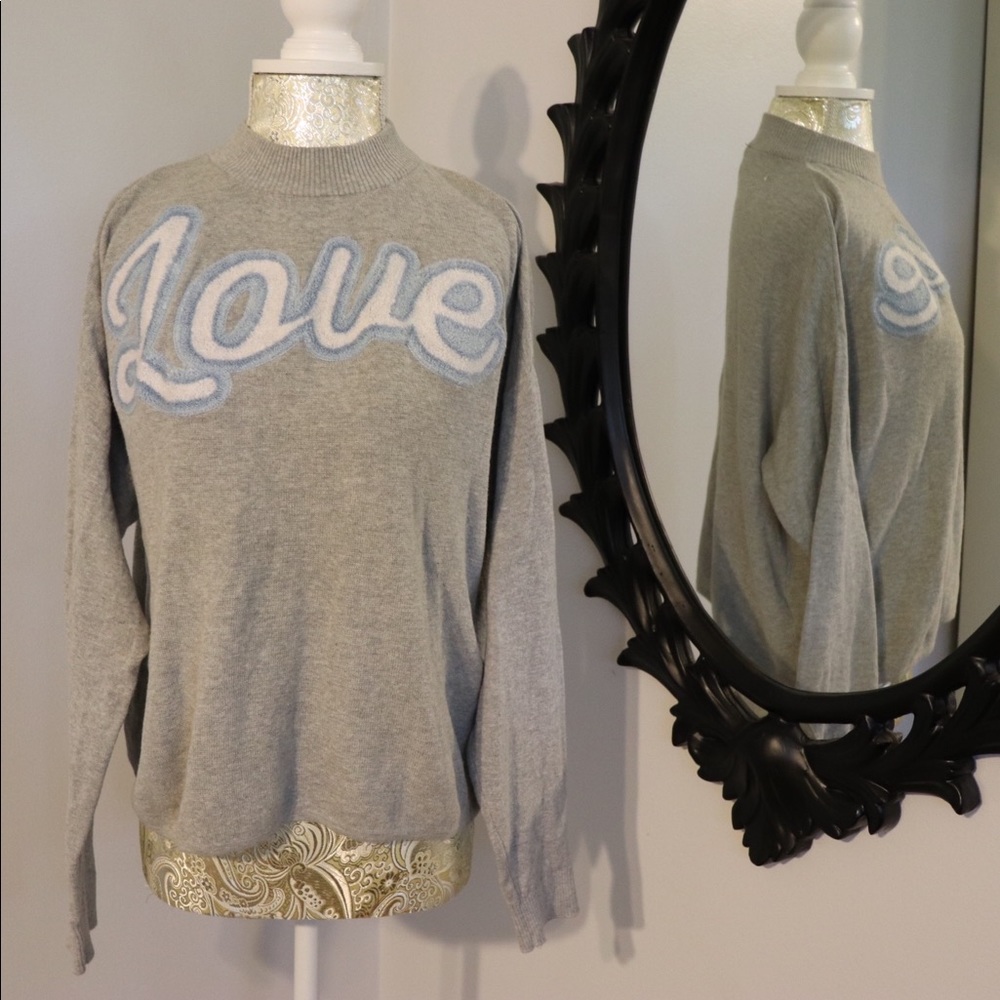 {h&m} love graphic crew neck sweater